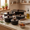 Black Stainless Steel Double Bottom Cookware with Glass Lids