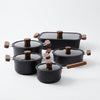 Black Stainless Steel Double Bottom Cookware with Glass Lids