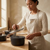 Black Stainless Steel Double Bottom Cookware with Glass Lids