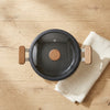 Black Stainless Steel Double Bottom Cookware with Glass Lids