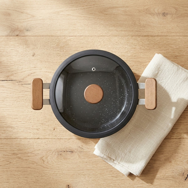 Black Stainless Steel Double Bottom Cookware with Glass Lids