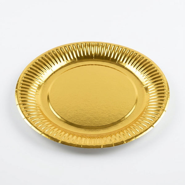 Gold Disposable Party Paper Plates Set