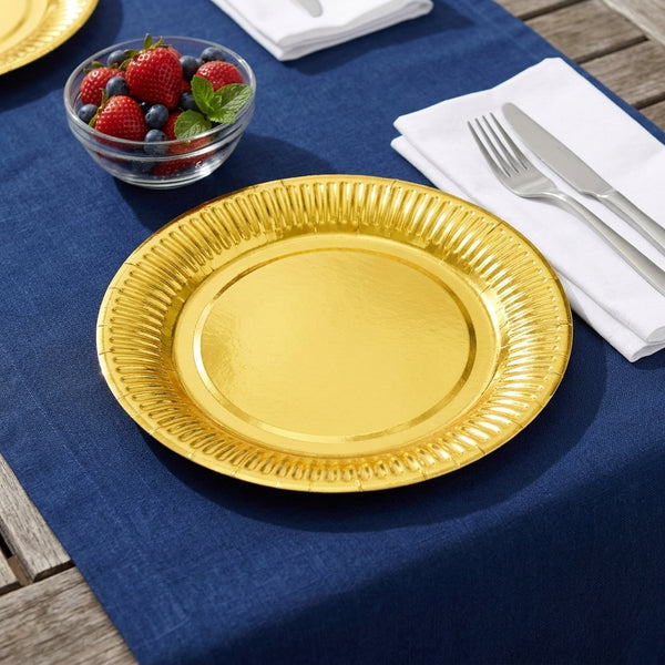 Gold Disposable Party Paper Plates Set