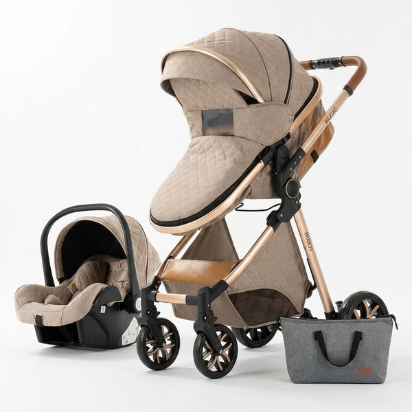 Baby Stroller with Car Seat and Mommy Bag