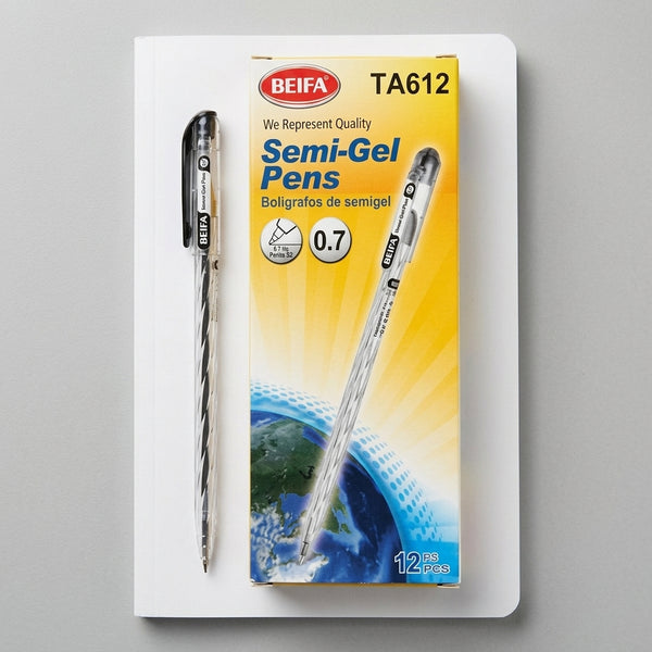 12 pcs Transparent Semi-Gel Ink Pens Black