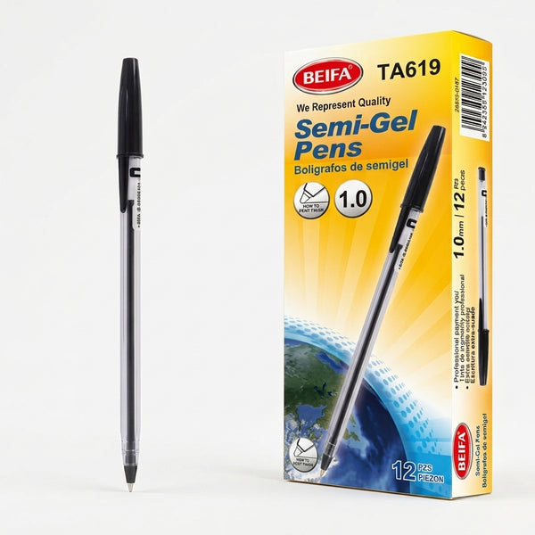 12 pcs 0.1 Semi-Gel Pen with Wide Cap