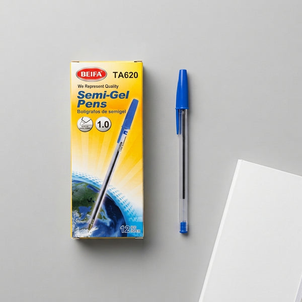 12 pcs Cone Tip 0.1mm Semi-Gel Pens Blue