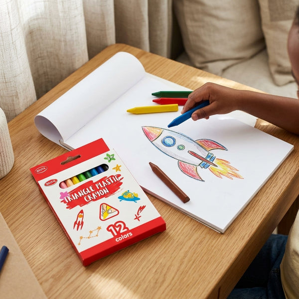 Triangular Crayon Set 12 Bright Colours