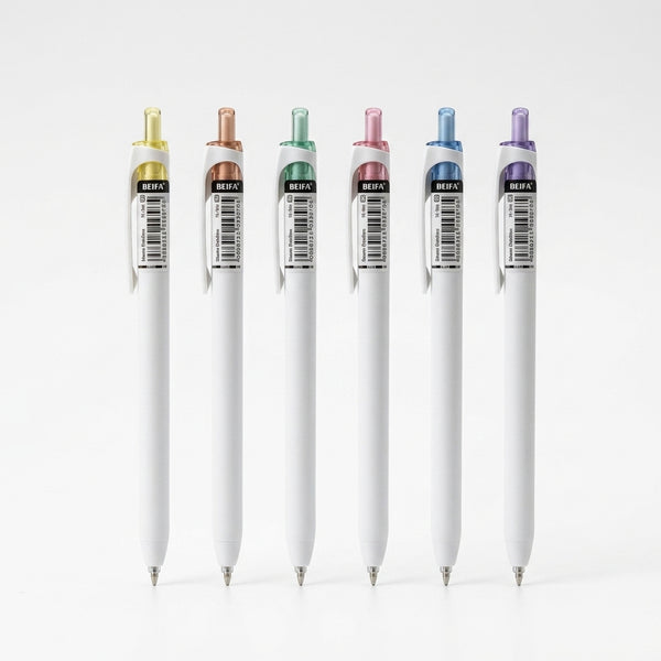 6 Black Office Pens 0.7 (Semi‑Gel)