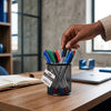 Compact Round Pen Holder – Black Desk Organizer