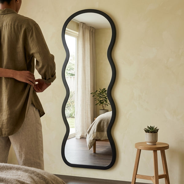Full Length Wave Shape Bedroom Wall Mirror
