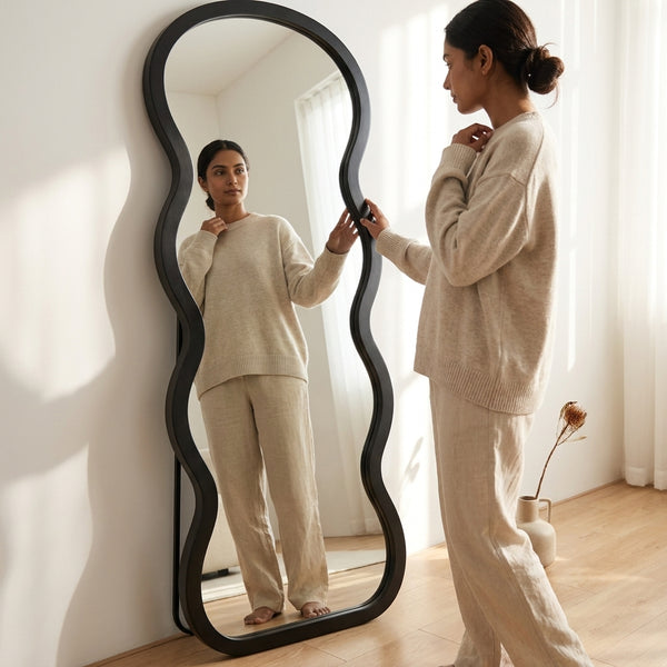 Full Length Mango Shape Wooden Dressing Mirror