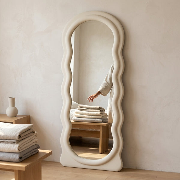 Irregular Wavy Velvet Floor Standing Full Body Mirror