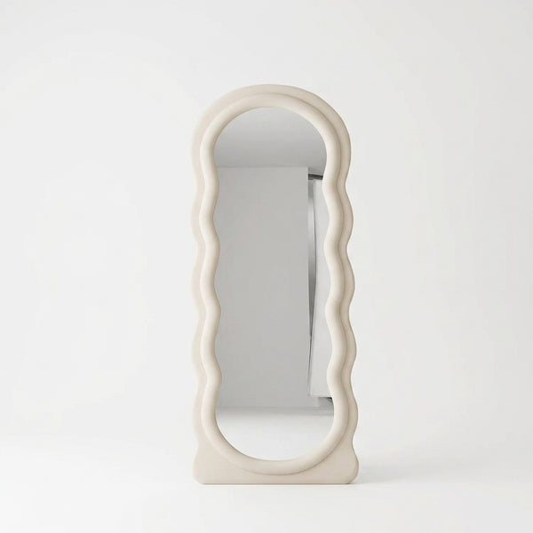 Irregular Wavy Velvet Floor Standing Full Body Mirror