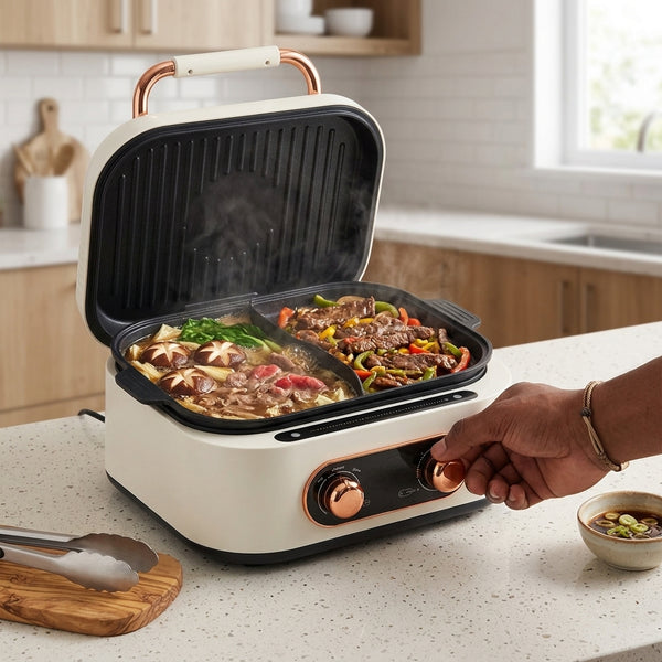 3 in 1 Double Sides Heating Electric Skillet Hot Pot Grill
