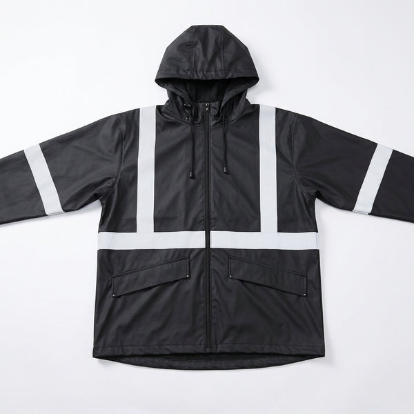 Reflective PU High Visibility Waterproof Raincoat