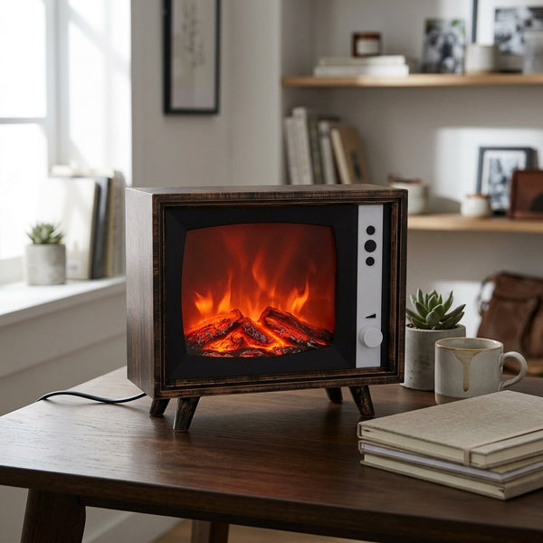 Retro Tv Design Light Flame Electronic Fireplace