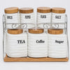 Set of 7 Canisters with Bamboo Base