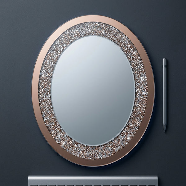 Oval Decorative Wall Mirror with Crystal-Style Frame