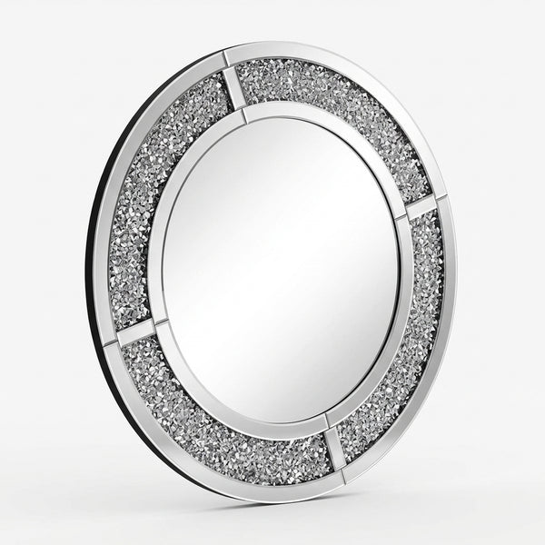 Round Crushed Crystal Wall Mirror