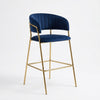 Modern Upholstered Bar Stool with Gold Frame