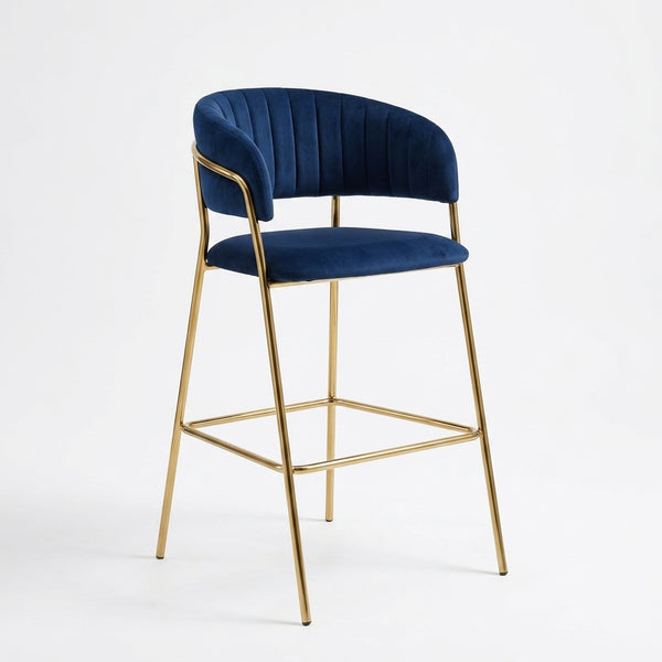 Modern Upholstered Bar Stool with Gold Frame