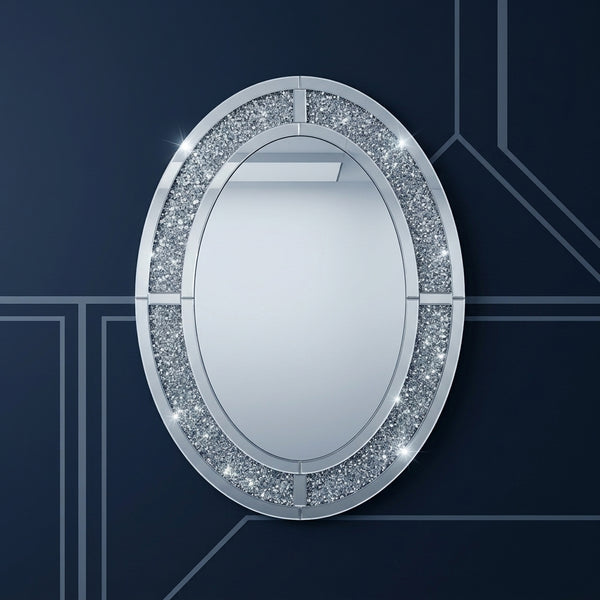 Round Crushed Crystal Wall Mirror