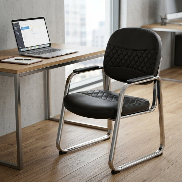Black Quilted Visitor Office Chair