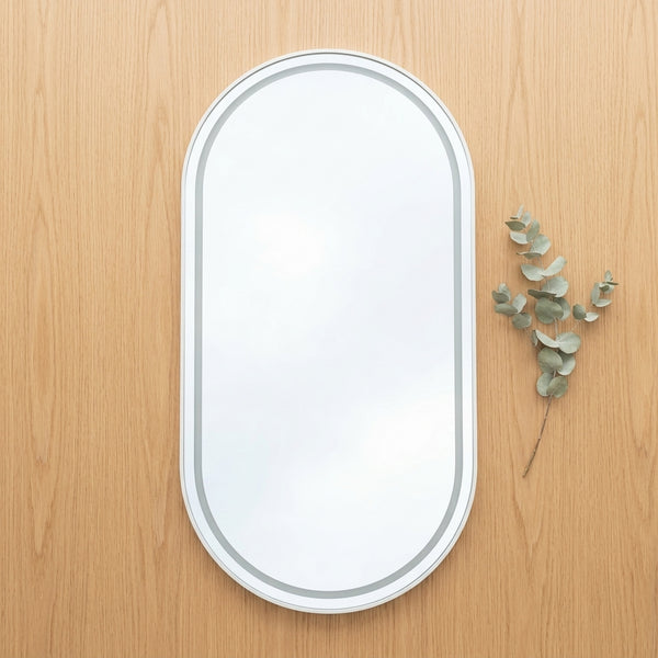 Modern Oval Wall Mirror with Grey Frame