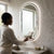 Modern Oval Wall Mirror with Grey Frame