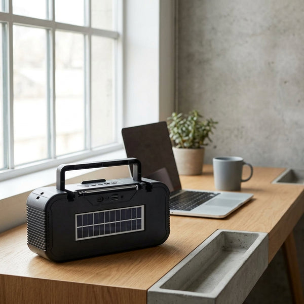 Solar Powered Bluetooth Speaker with Torch Light