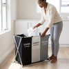 3 Compartment Laundry Hamper Collapsible Aluminium Basket