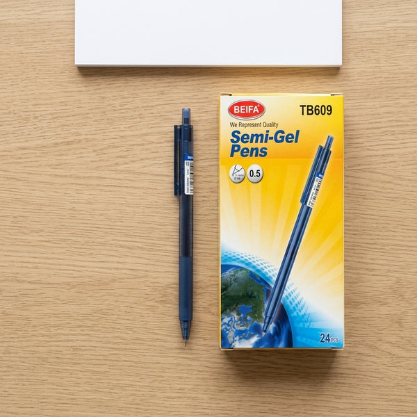 12 pcs Pocketclip Semi-Gel Pen 0.5mm Blue