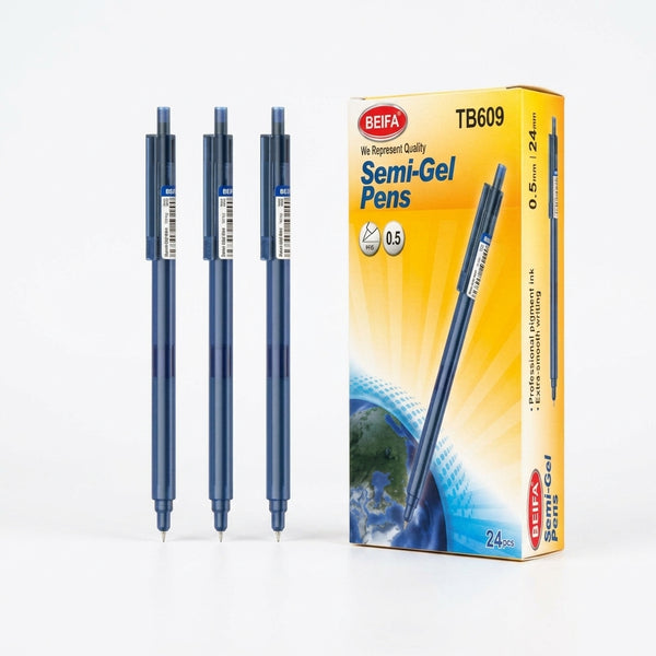 12 pcs Pocketclip Semi-Gel Pen 0.5mm Blue