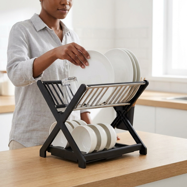 X-Shape Double-Layer Household Dish Rack