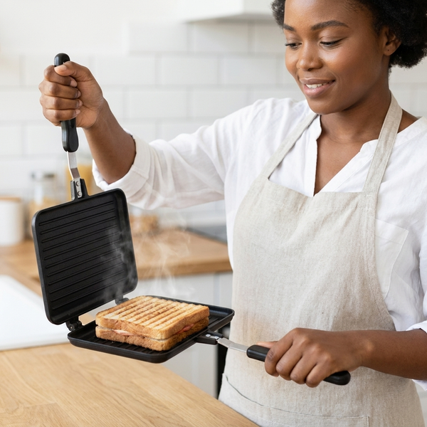 Double Ribbed Non-Stick Breakfast Pan & Sandwich Toaster