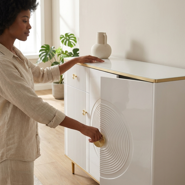 Modern Storage Sideboard Cabinet with Decorative Front