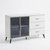 Modern Storage Cabinet with Drawers and Glass Doors