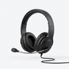 FX-07 Wired Headset with Microphone on a white background, featuring padded ear cups and a flexible microphone.