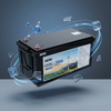 12.8V 200Ah LiFePO4 Lithium Battery showcased with graphic elements highlighting its features and energy capacity.