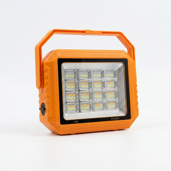 Portable Multi-Chip Solar Emergency Light in bright orange color with multiple LED chips for optimal illumination.