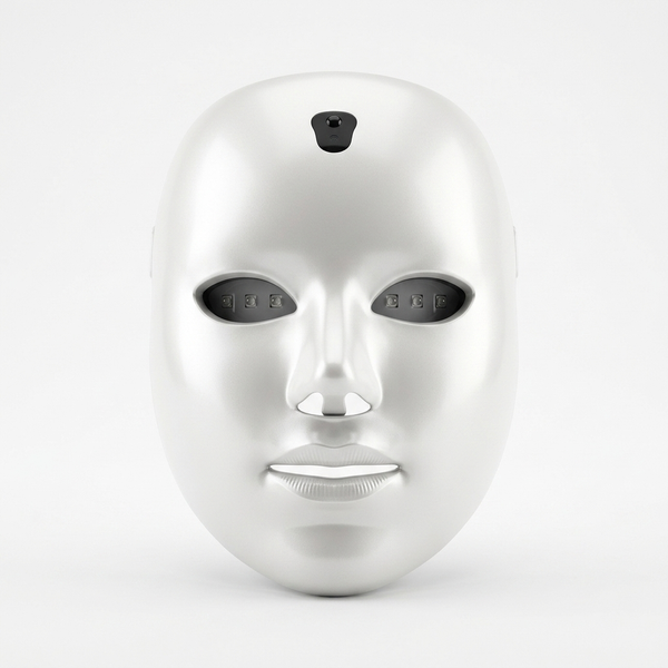 LED Face Mask – Facial LED Light Mask showing a sleek silver design with integrated LED lights for skincare.