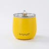 Mini Rice Cooker in vibrant yellow color with a silver lid and decorative knob, ideal for compact kitchen spaces.