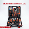 100-Piece Hand Tool Set with Storage Case displayed in organized storage case for easy access to various tools.