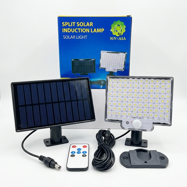 108-LED Split Solar Flood Light PIR Motion Remote - solar panel, flood light, remote control, outdoor lighting solution