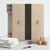 4 Door Wardrobe with Open Shelves – Light Wood featuring enclosed storage and open shelving for practical organization.
