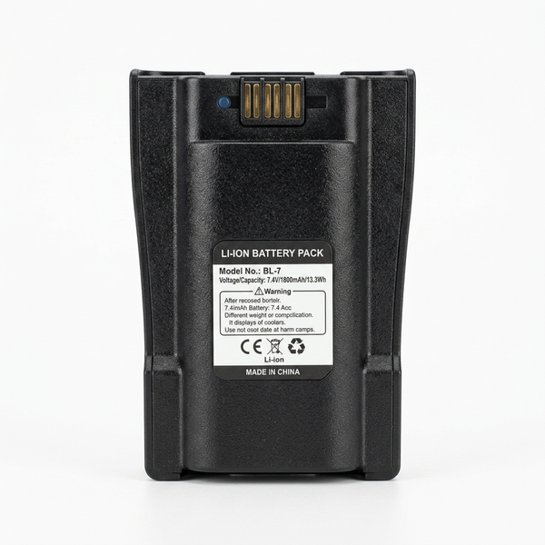 7.4V 1800mAh Li-Ion Battery Pack with model number BL-7 and specifications on the back.