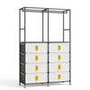 Double Row Clothes Storage Rack with Doors featuring a sleek design and multiple storage compartments.