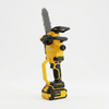 Cordless Lithium Mini Chainsaw Power Tool Set standing on a white background, showcasing its compact cordless design.
