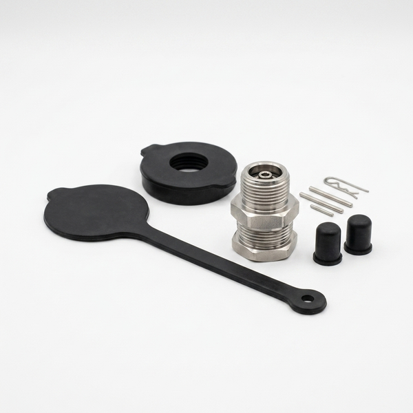 Metal Return Valve Assembly components including valve body, caps, and accessories for mechanical applications.